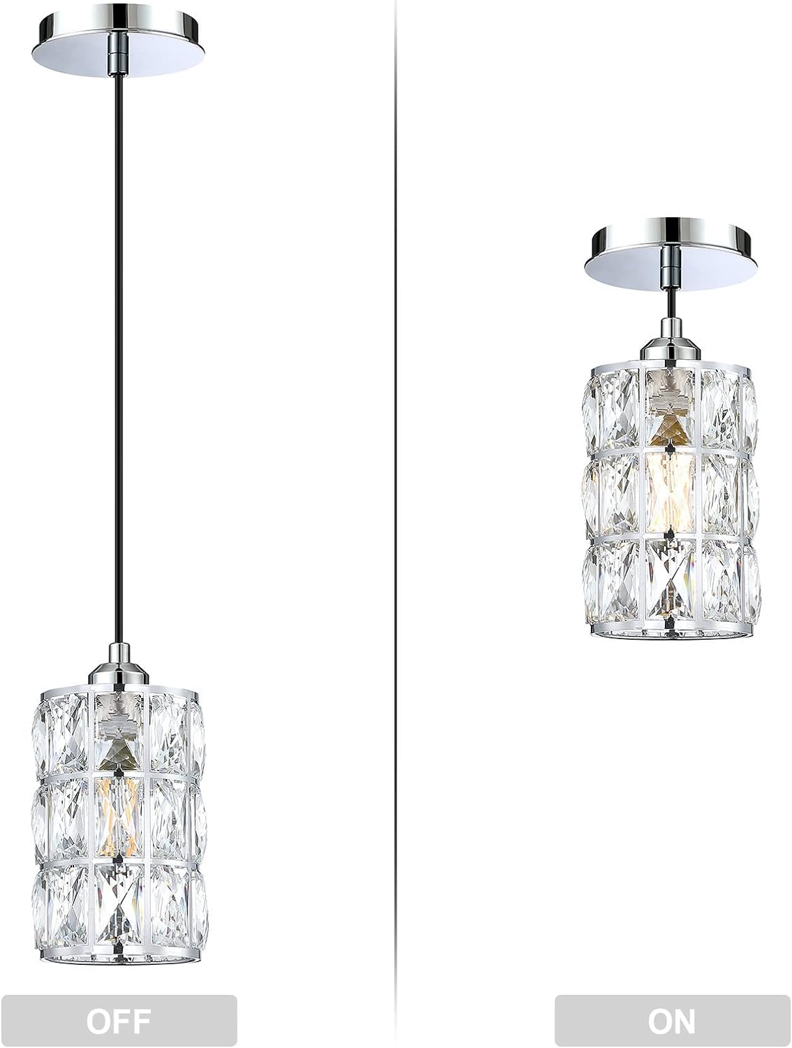 Illuminate Your Space with the 3 Pack 1 Light Polygon Crystal Pendant Lighting