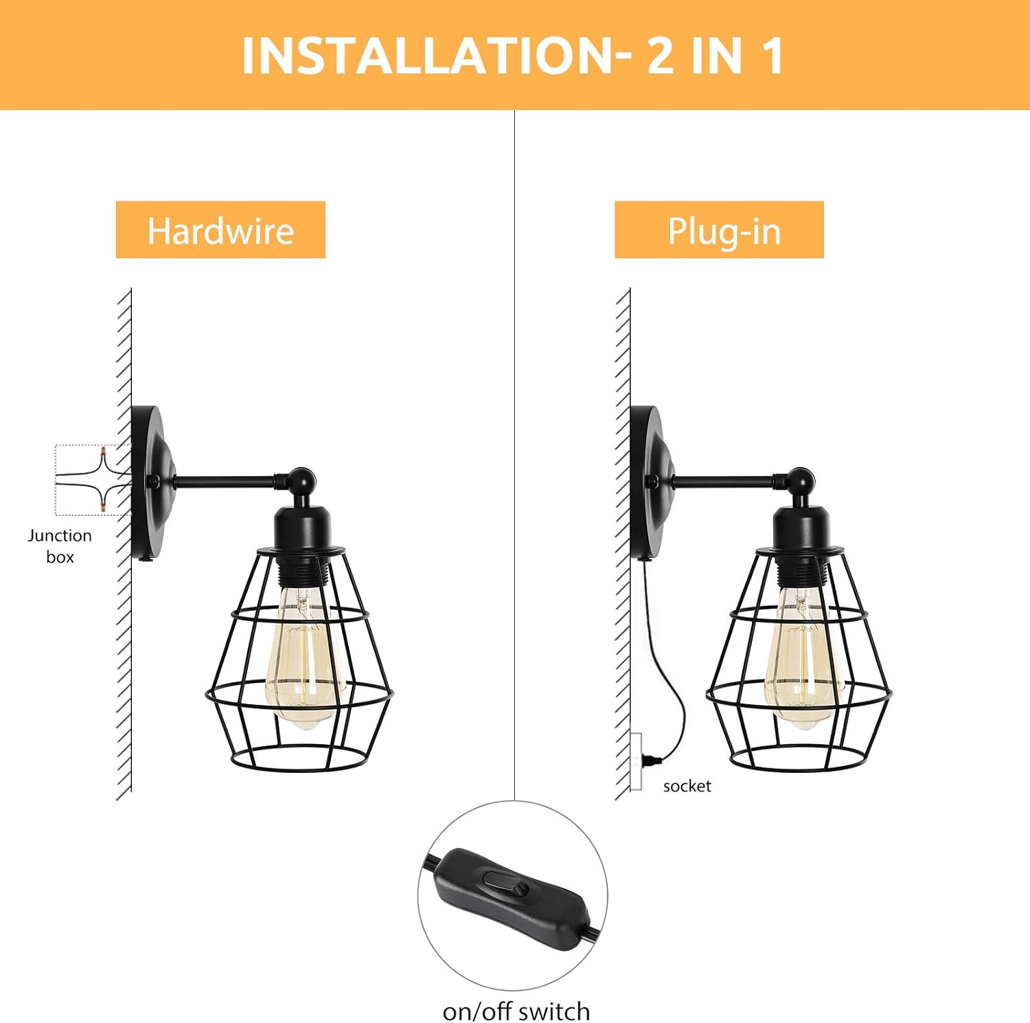 HAITRAL Plug in Wall Sconce: Vintage Charm and Versatile Lighting